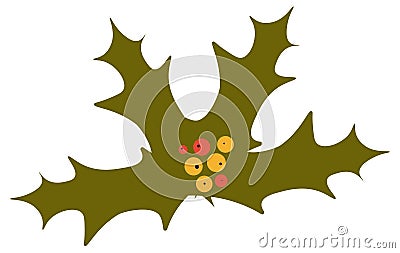 Mistletoe plant with berries, leaf symbol of xmas Vector Illustration