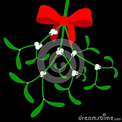 Mistletoe with red bow Vector Illustration