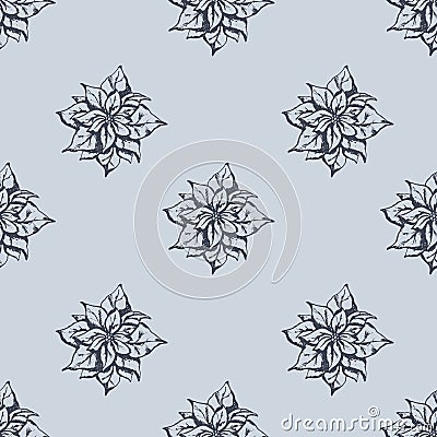 Mistletoe seamless pattern, hand drawn sketch. Vector Illustration