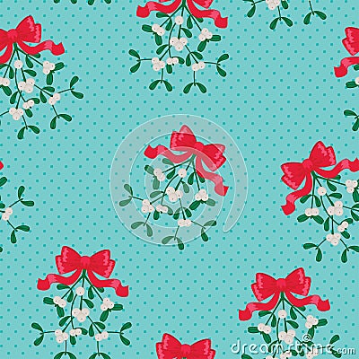 Mistletoe seamless wallpaper Vector Illustration