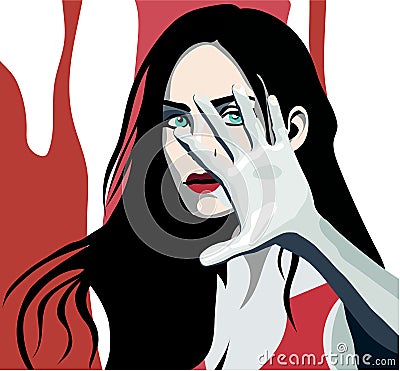 Mistreatment and beatings, sexual violence, close up of a girl. Domestic violence Vector Illustration