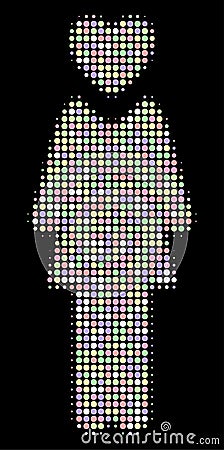 Mistress Halftone Collage of Dots Vector Illustration