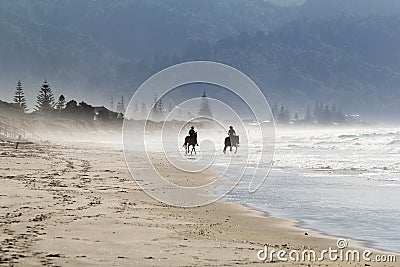 Misty beach Stock Photo