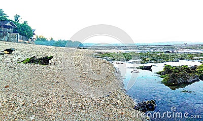 Misty beachside view at Tuburan Stock Photo