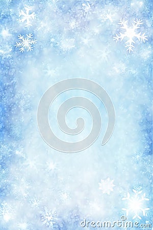 Misty Blue Background Silhouettes Snowflakes Vertical Mobile Postcard. Generative AI Stock Photo