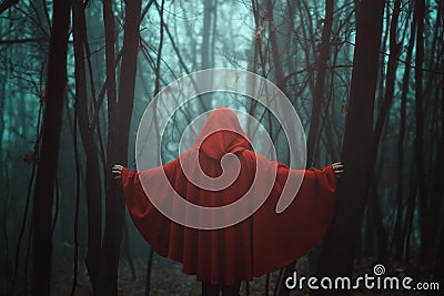 Red hooded figure Stock Photo