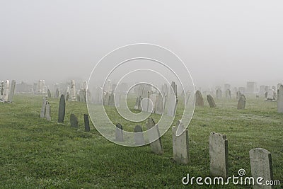 Misty Graveyard Stock Photo