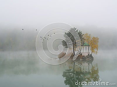 Misty Lake Stock Photo