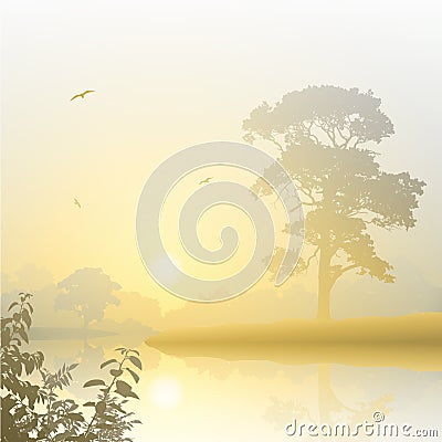 Misty Landscape Vector Illustration