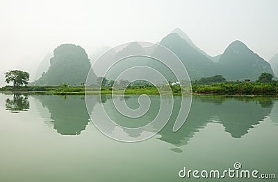 Misty Li river Stock Photo