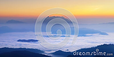 Misty Mountain at morning, Chaingmai, Thailand Stock Photo