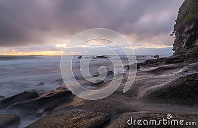 Misty rocks after rain Stock Photo