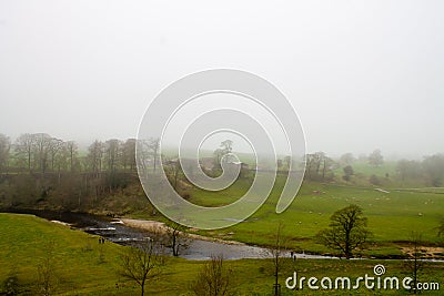 Misty Scenery in Wharfedale Stock Photo