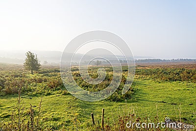 A misty start to the first day of autumn in the Derbyshire Peak District Stock Photo