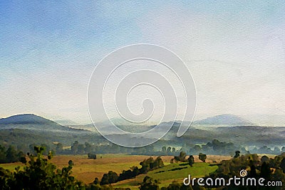 Misty valley Stock Photo