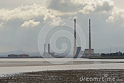 Misty view on Poolberg power generation station Editorial Stock Photo