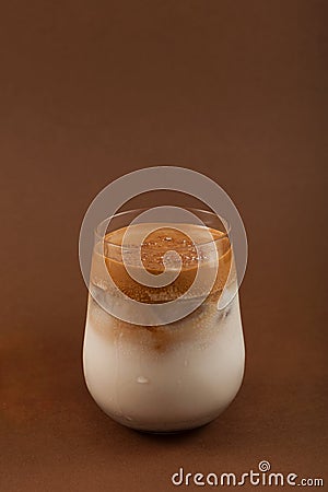 Misutgaru or Misugaru Latte Dalgona. Korean shake made from roasted multi grain powder with coffee. Popular breakfast drink Stock Photo