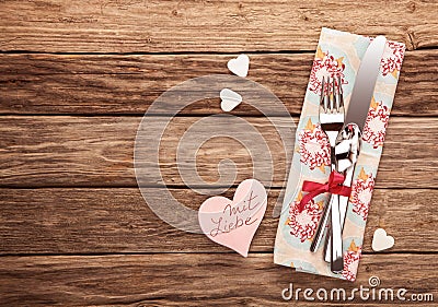 Mit Liebe on Valentines Day or anniversary Stock Photo