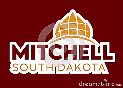 Mitchell Sourh dakota with red background Vector Illustration