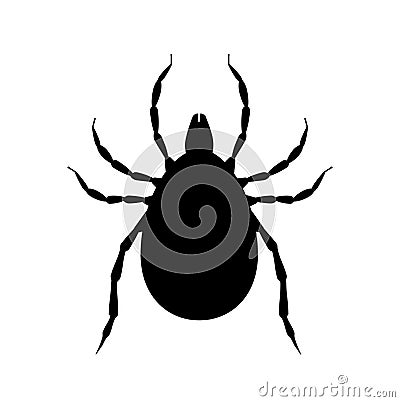 Mite black silhouette. Pest insect symbol. Insecticide icon. Bloodsucking bug Vector Illustration