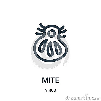 mite icon vector from virus collection. Thin line mite outline icon vector illustration Vector Illustration