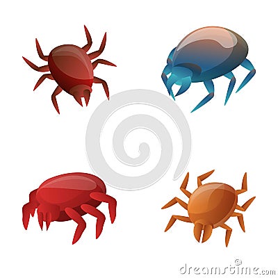 Mite icons set cartoon vector. Various type of mite Vector Illustration