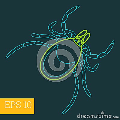 Mite insect outline Cartoon Illustration