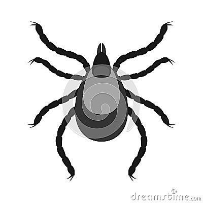Mite parasites. Insect icon isolated. Black silhouette of mite Cartoon Illustration