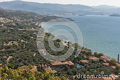 Mithymna city view from the castle Stock Photo