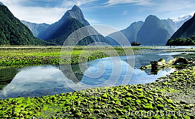 Mitre Peak, Milford Sound Stock Photo