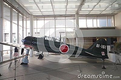 Mitsubishi A6M Zero at Yushukan museum Editorial Stock Photo