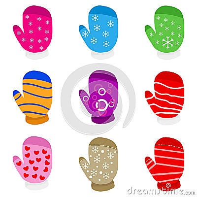 Mitten collection Vector Illustration