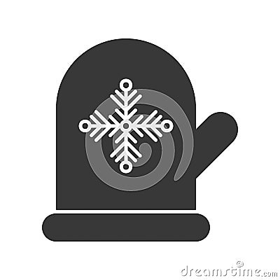 Mitten glove and snowflake symbol, Merry Christmas icon set, sol Vector Illustration