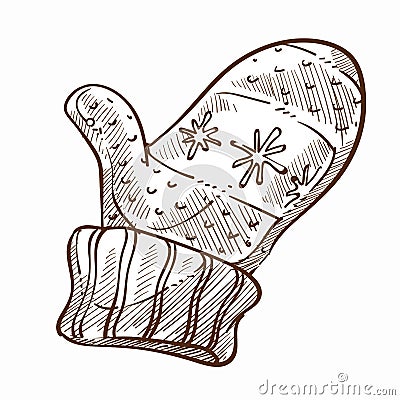 Mitten to wear in cold winter seasons isolated icon Vector Illustration