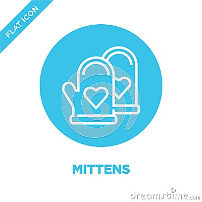 mittens icon vector from bbq and grill collection. Thin line mittens outline icon vector illustration. Linear symbol for use on Vector Illustration