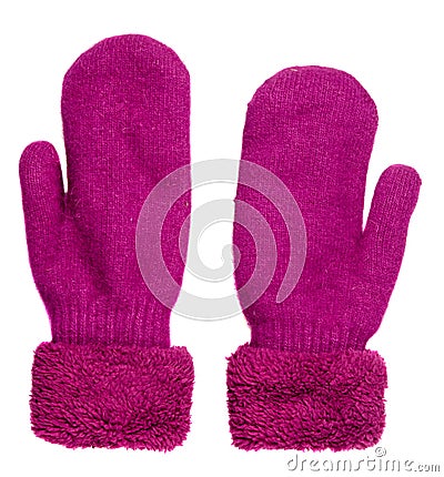 Mittens isolated on white background. Knitted mittens. Mittens Stock Photo