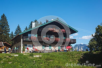 MITTENWALD, GERMANY - September 19, 2019: German guesthouse in Bavarian Alps Editorial Stock Photo