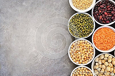 Mix of dry legume varieties, high protein vegan food Stock Photo