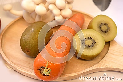 Mix fresh vegetables and fruits for healty or diet people. Stock Photo