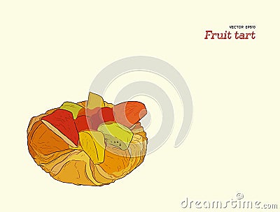 Mix fruit tart pastry vector. Vector Illustration