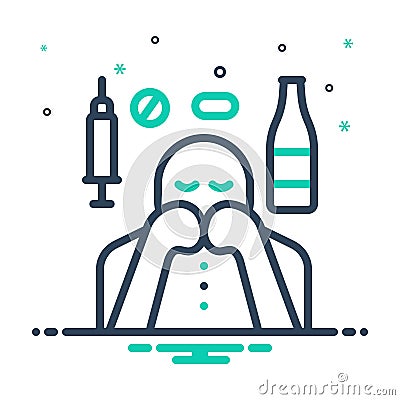 Mix icon for Addiction, dependency and drug Vector Illustration