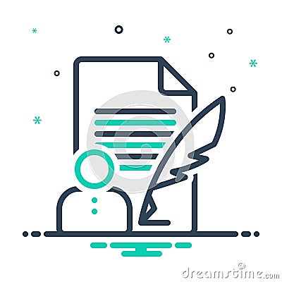 Mix icon for Author, novelist and poet Vector Illustration