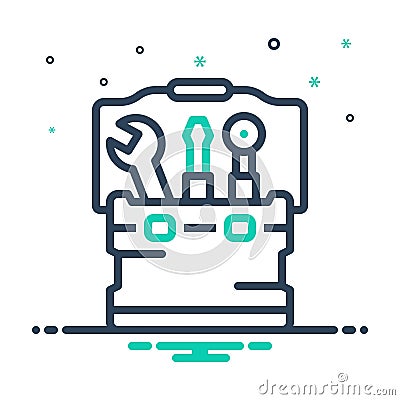 Mix icon for Toolbox, toolkit and hammer Vector Illustration