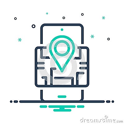 Mix icon for Venue, mobile and locale Stock Photo