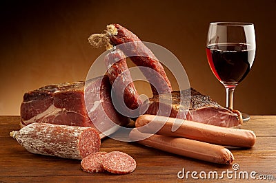 mix italian salami and parma ham Stock Photo