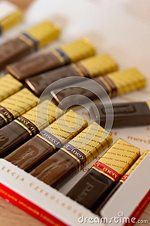 Mix of Merci chocolate in a box Editorial Stock Photo
