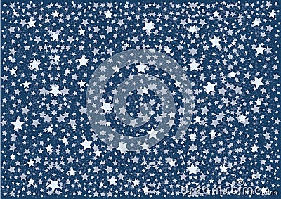 Blue Night Sky with pattern White Stars and Dots. Vector illustration Cartoon Illustration