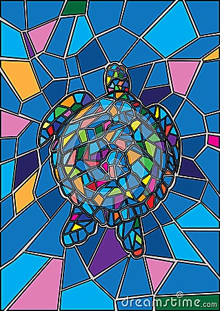 Turtle Stained glass and Multicolored glass Vector Illustration