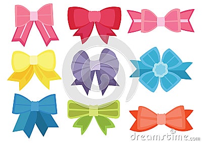 Bow colour design and multicolored bow colorful and multicolored bow colorful Cartoon Illustration