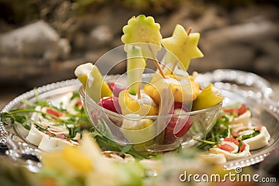 Mixed antipasti/appetizers served as starter at christmas and new years eve Stock Photo